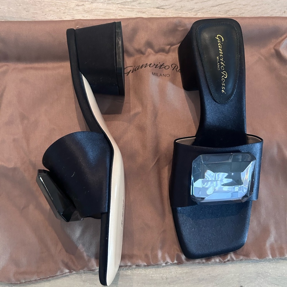 Gianvito Rossi embellished satin mules